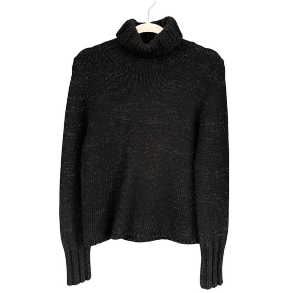 A5‎ Gap Turtleneck Sweater Lambswool Angora Shimmer Knit Y2K Metallic